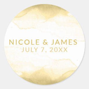Sticker Rond Moutarde de Dijon dorée aquarelle mariage chic mod