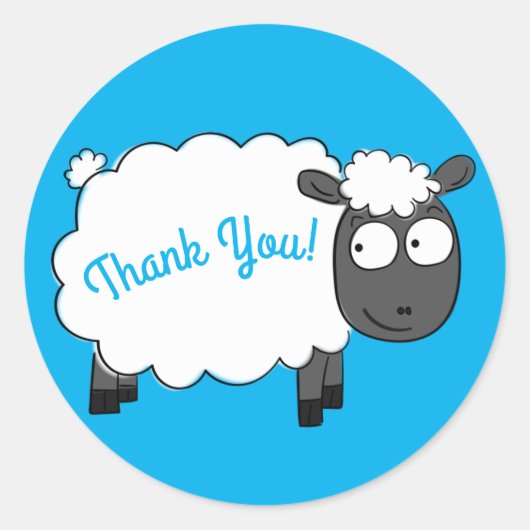 Sticker Rond Mouton Anniversaire Soirée Caricature (Devant)