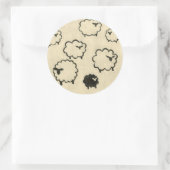 Sticker Rond Mouton blanc et noir sur Arrière - plan crème (Sac)