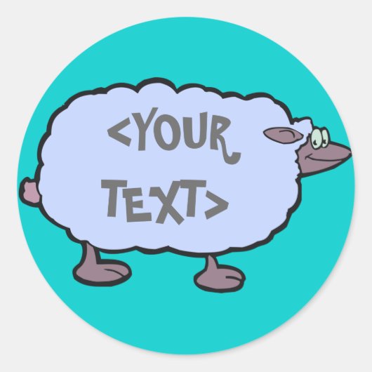 Sticker Rond Mouton bleu,<YOUR TEXT> (Devant)