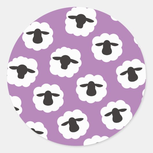 Sticker Rond Mouton - Mouton Fluffé / Amour Fibre (Devant)
