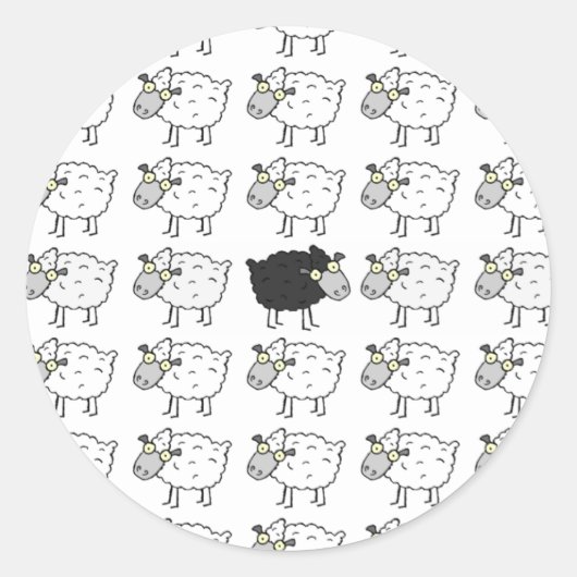 Sticker Rond Mouton noir (Devant)