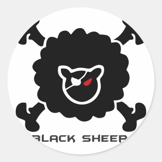 Sticker Rond Mouton Noir (Devant)