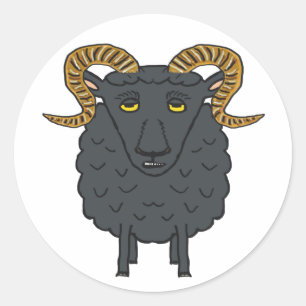 Sticker Rond Mouton noir