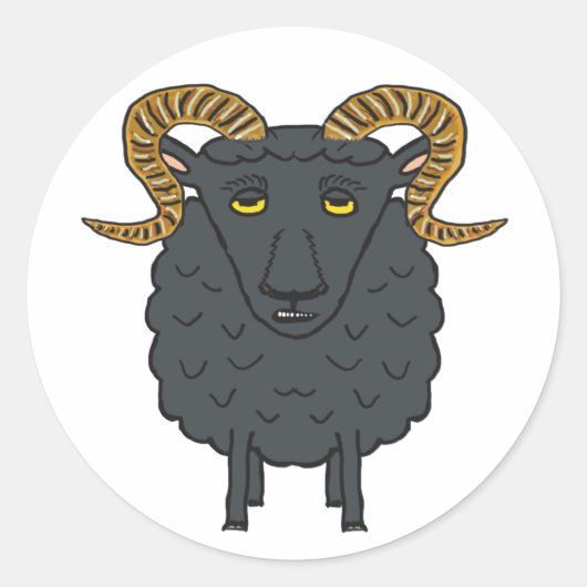 Sticker Rond Mouton noir (Devant)