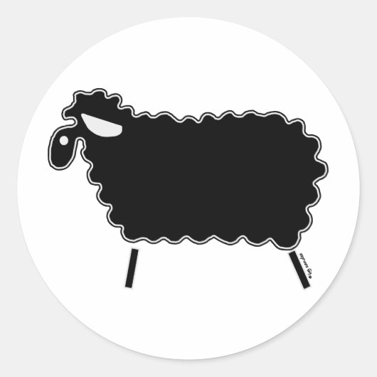 Sticker Rond Mouton noir (Devant)