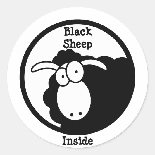 Sticker Rond Mouton noir à l'intérieur (Devant)