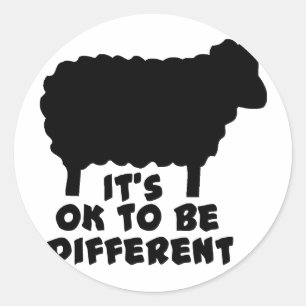 Sticker Rond Mouton Noir - Ça va être différent