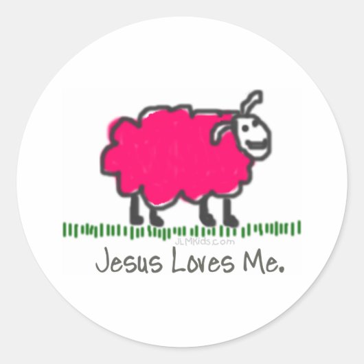 Sticker Rond Mouton rose (Devant)