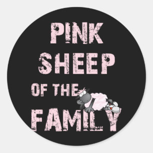 Sticker Rond Mouton rose