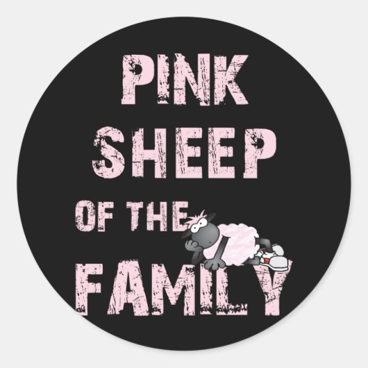 Sticker Rond Mouton rose (Devant)