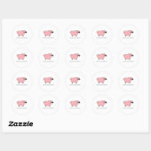 Sticker Rond Mouton rose (Feuille)