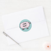 Sticker Rond Mouton Rose, <YOUR TEXT> (Enveloppe)