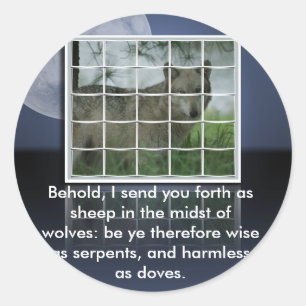 Sticker Rond MOUTONS de CITATION de BIBLE de 10h16 de Matthew