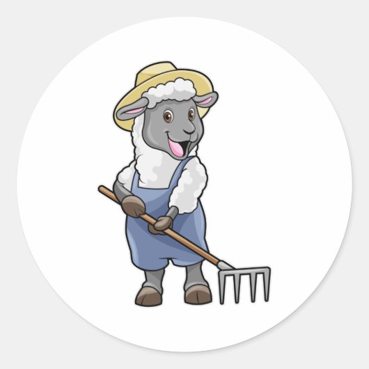 Sticker Rond Moutons fermiers avec gâteau et Casquette (Devant)