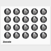 Sticker Rond Moutons Fluffants Noir Et Blanc (Feuille)
