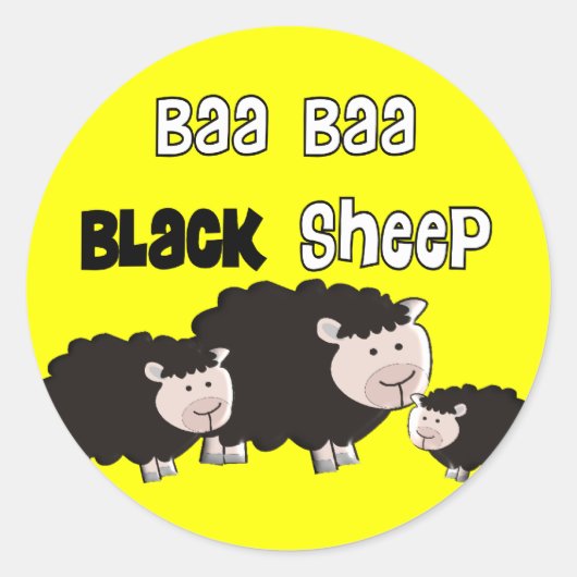 Sticker Rond Moutons noirs Conception "Moutons noirs Baa Baa" (Devant)
