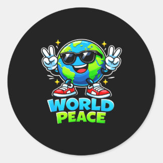 Sticker Rond Mouvement de diffusion de la paix mondiale drôle e