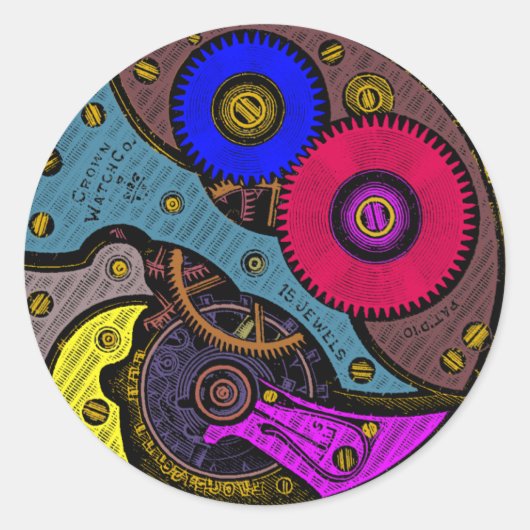 Sticker Rond Mouvement vintage et vitesses de montre (Devant)