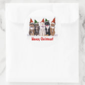 Sticker Rond "Mowy Christmas !" Chats En Casquette (Sac)