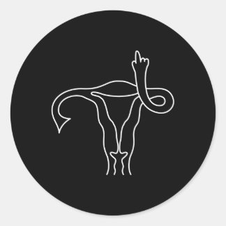 Sticker Rond Moyen doigt Uterus Pro Choix Féministe