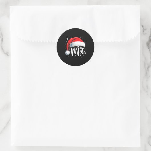 Sticker Rond Mr And Mrs Claus Couples Matching  (Sac)