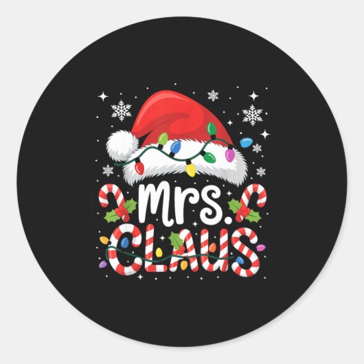 Sticker Rond Mr And Mrs Claus Couples Matching Christmas  (Devant)
