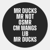 Sticker Rond Mr Ducks Mr Not Duck Joke Phonetic Puzzle (Devant)