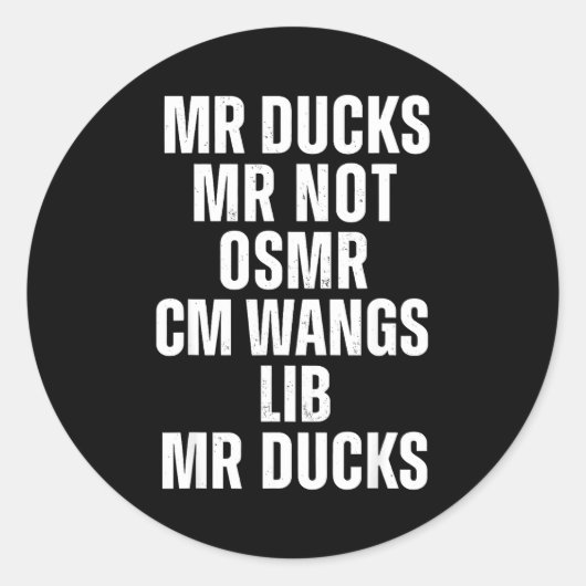 Sticker Rond Mr Ducks Mr Not Duck Joke Phonetic Puzzle (Devant)