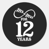 Sticker Rond Mr Mrs For 12 Years 1st Wedding Anniversary (Devant)