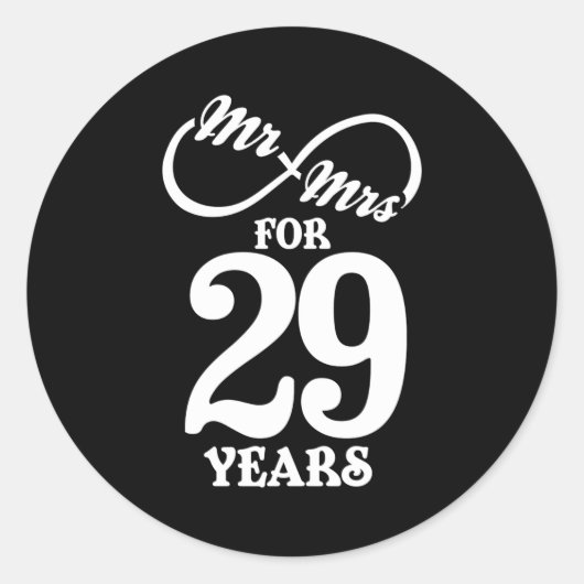 Sticker Rond Mr Mrs For 29 Years 29th Wedding Anniversary (Devant)