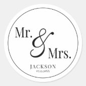 Sticker Rond Mr & Mrs Scripty Black & White (Devant)