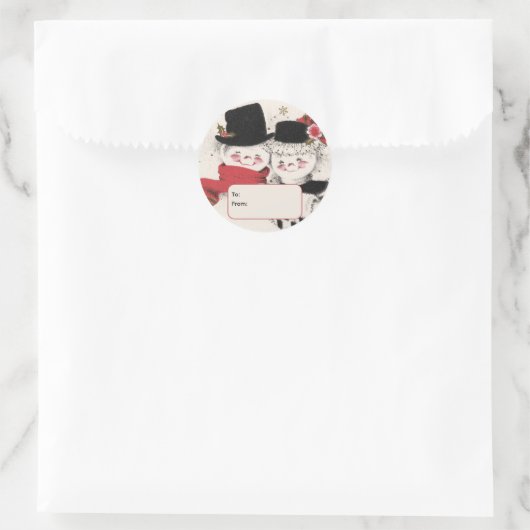 Sticker Rond Mr. & Mrs. Snowman Personalized To and From (Sac)