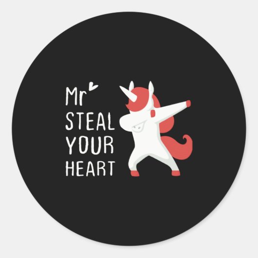 Sticker Rond Mr Steal Your Heart Valentines Day V Day Boys Unic (Devant)