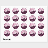 Sticker Rond Mt. Fuji (rose) (Feuille)