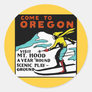 Sticker Rond Mt HOOD OREGON - Vintage voyage