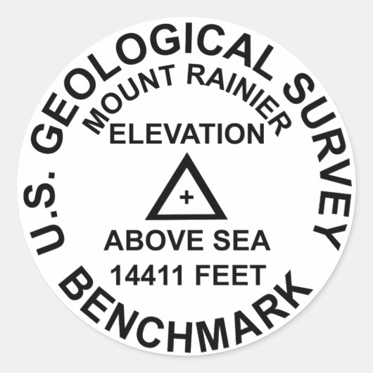 Sticker Rond Mt. Rainer USGS Style Benchmark (Devant)