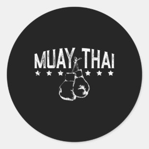 Sticker Rond Muay Thai Boxe Pour Les Amateurs D'Arts Martiaux 1
