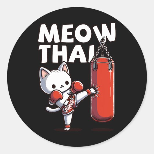 Sticker Rond Muay Thai Cat Meow Thai (Devant)