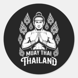 Sticker Rond Muay Thai Thaïlande Vintage Entraînement de combat