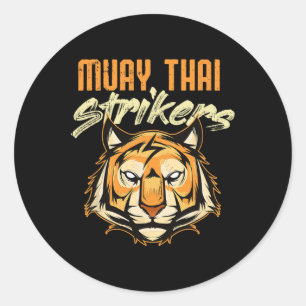 Sticker Rond Muay Thai Tiger Thai Boxing Thaïlande Kickboxing