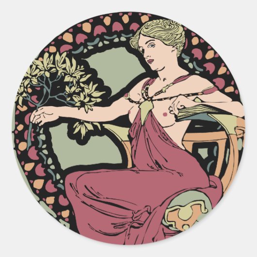 Sticker Rond Mucha Art nouveau (Devant)