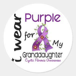 Sticker Rond Mucoviscidose je porte le pourpre pour ma