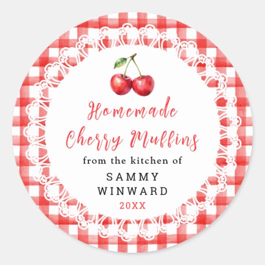 Sticker Rond Muffin aux Cerises Maison (Devant)