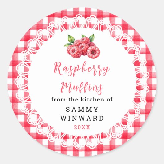 Sticker Rond Muffin aux framboises maison (Devant)