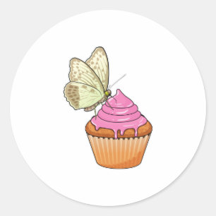 Sticker Rond Muffin Papillon