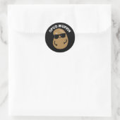 Sticker Rond Muffin Pud Funny Potato Pun Dark BG (Sac)