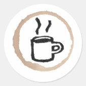 Sticker Rond Mug De Café Chaud / Tige De Café (Devant)