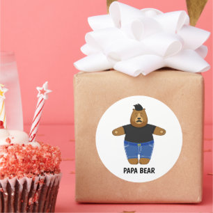 Sticker Rond Mug spécial cadeau de la fête des pères Ourson Pap