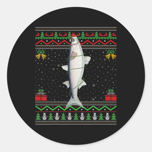 Sticker Rond Mullet Fish Lover Matching Ugly Mullet Christmas T (Devant)